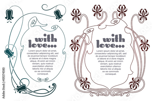 Vector set. Romantic label with flowers.