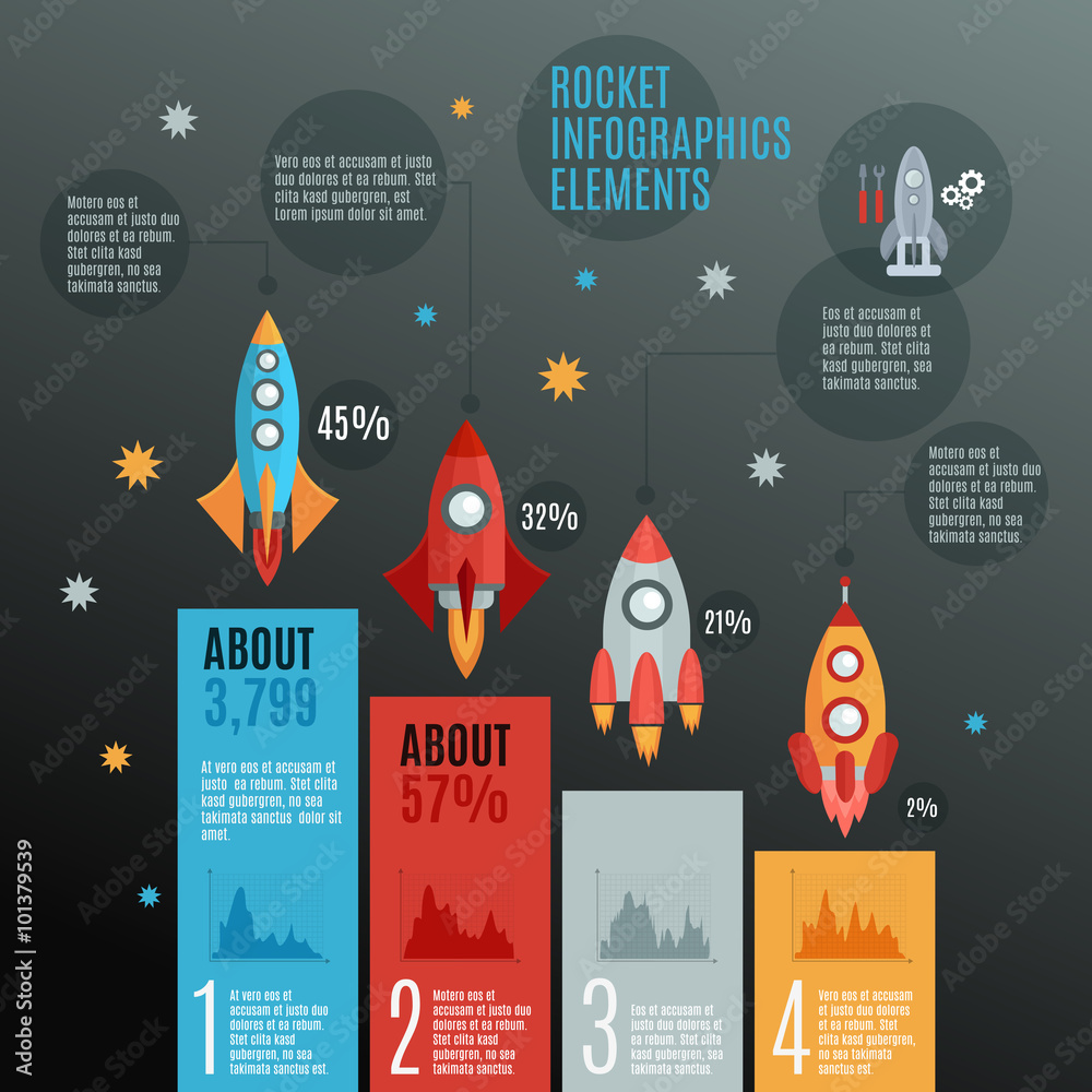 Fotografie Rockets Infographic Set