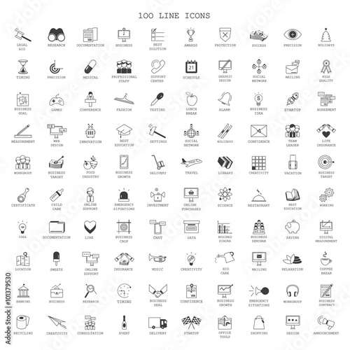 Thin Line Icons Set - Isolated On Background - Vector Illustration, Graphic Design. Collection Of: Investment, Seminar,Creativity,Target,Social Network,Delivery,Startup, Investment,Network,Staff Icons
