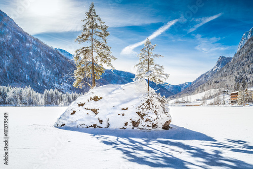 Lake Hintersee in winter, Berchtesgadener Land, Bavaria, Germany © JFL Photography