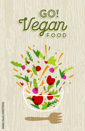 Vegetable salad preparation with vegan food label