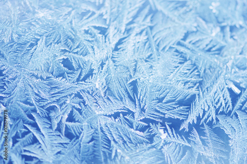 Close up of frost on a blue background