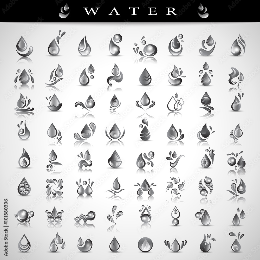 Water And Drop Icons Set - Isolated On Background - Vector Illustration, Graphic Design Editable For Your Design Water And Drop Icons Set - Isolated On Background - Vector Illustration, Graphic Design Editable For Your Design