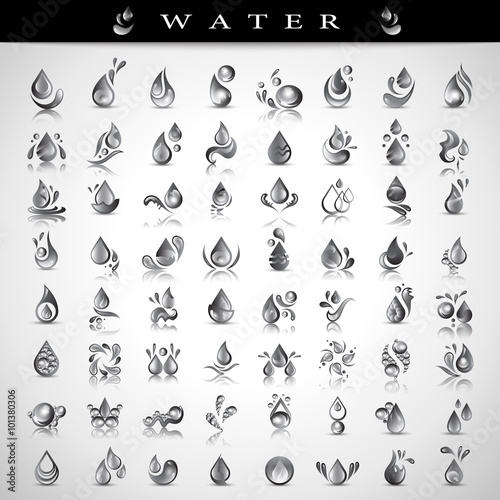 Water And Drop Icons Set - Isolated On Background - Vector Illustration, Graphic Design Editable For Your Design