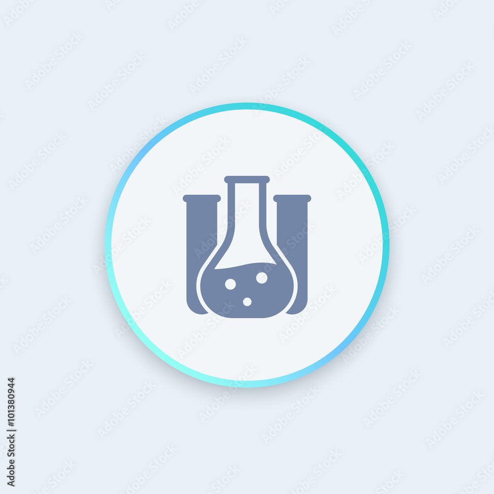 Chemistry icon, lab glass tube, chemistry lab round icon, vector illustration Chemistry icon, lab glass tube, chemistry lab round icon, vector illustration