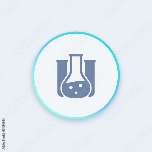Chemistry icon, lab glass tube, chemistry lab round icon, vector illustration