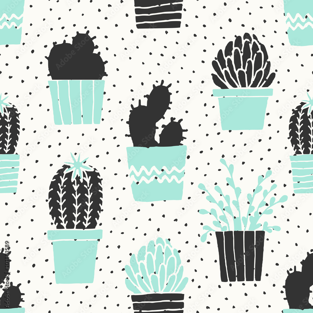 Ręcznie rysowane kaktusa wzór