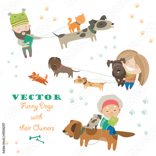 Cute dogs with their owners