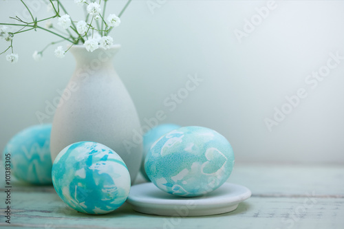 Easter eggs composition in watercolor sweet style