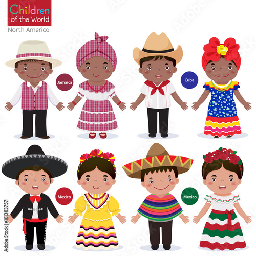 Kids in traditional costume-Jamaica-Cuba-Mexico