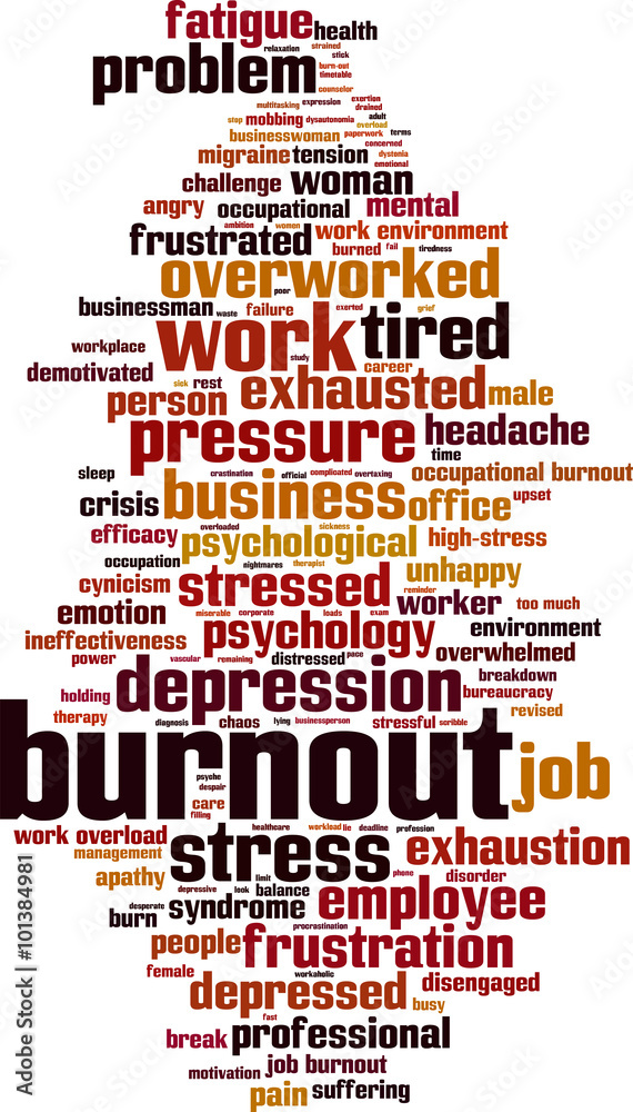 Burnout word cloud concept. Vector illustration