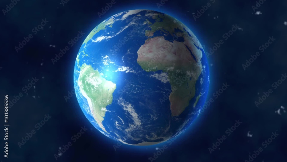 Zoom through Woman Eye to Earth