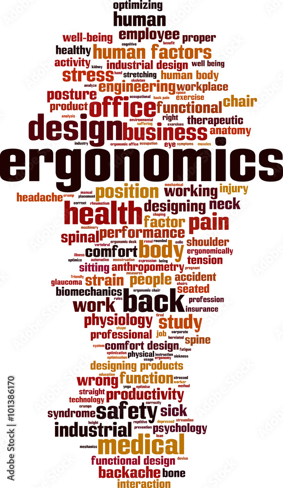 Ergonomics word cloud concept. Vector illustration