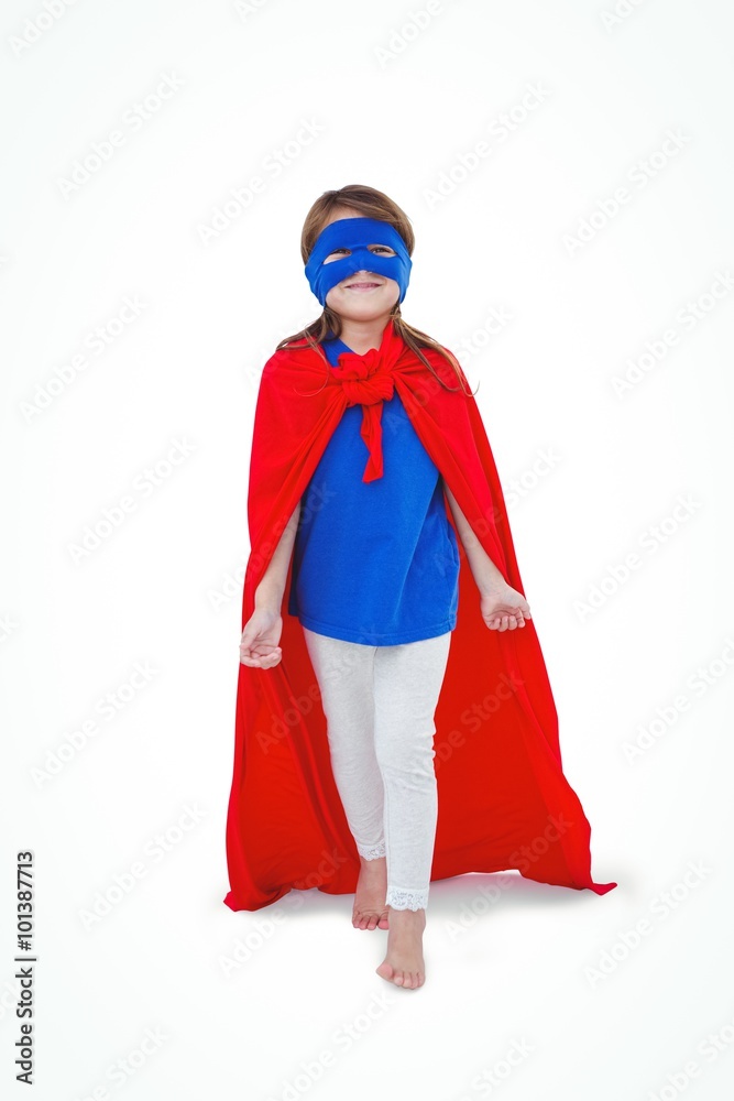 Masked girl pretending to be superhero
