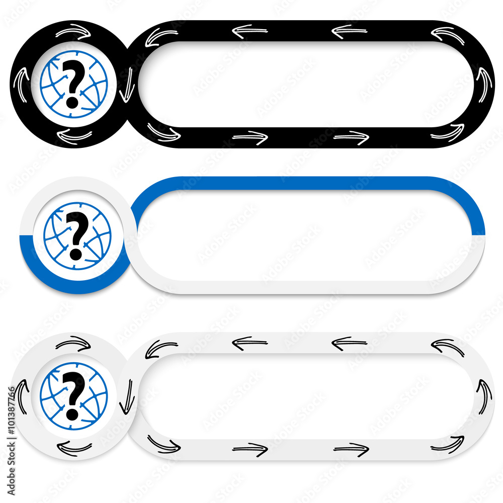 Set of three abstract buttons for your text and question mark Set of three abstract buttons for your text and question mark
