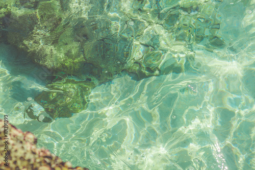 Crystally clear, transparent ocean  water 
