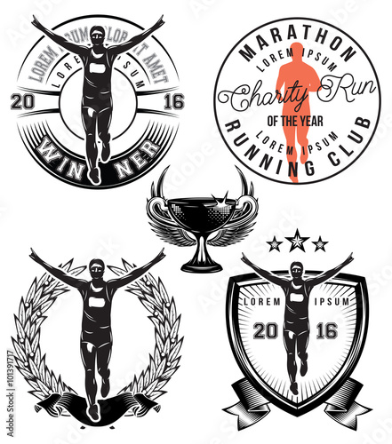 set vector template with stylish sports athlete for marathon