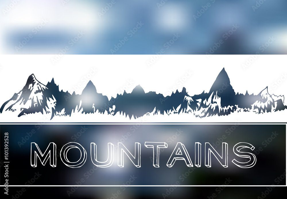 Mountains on blur neutral background