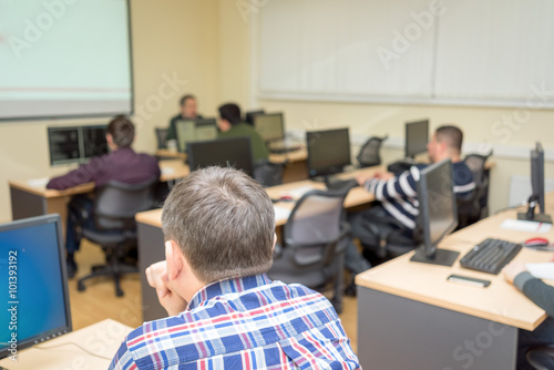 Students working in computer class at the college