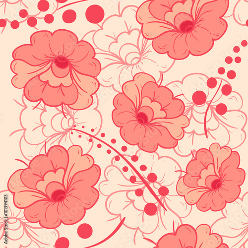 Pink and red color flower seamless pattern background