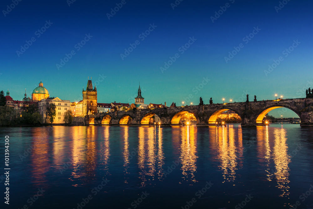 Fotografie Prague at dusk; Czech Republic