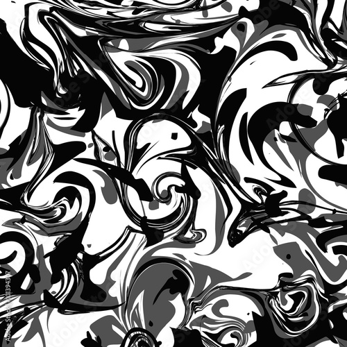 Black and white marbling background. Monochrome ink texture. Wallpaper for invitations  greeting card or websites