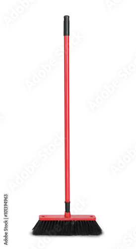 Red plastic broom  photo
