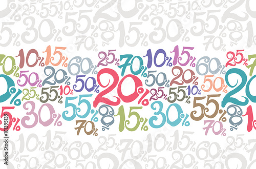 Handwritten numbers. Sale thematic background. 
