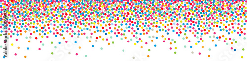 Polka dots paper colorful Confetti on a white background Banner.