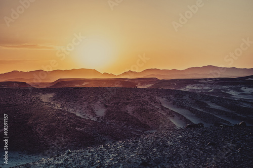 sunset in the desert