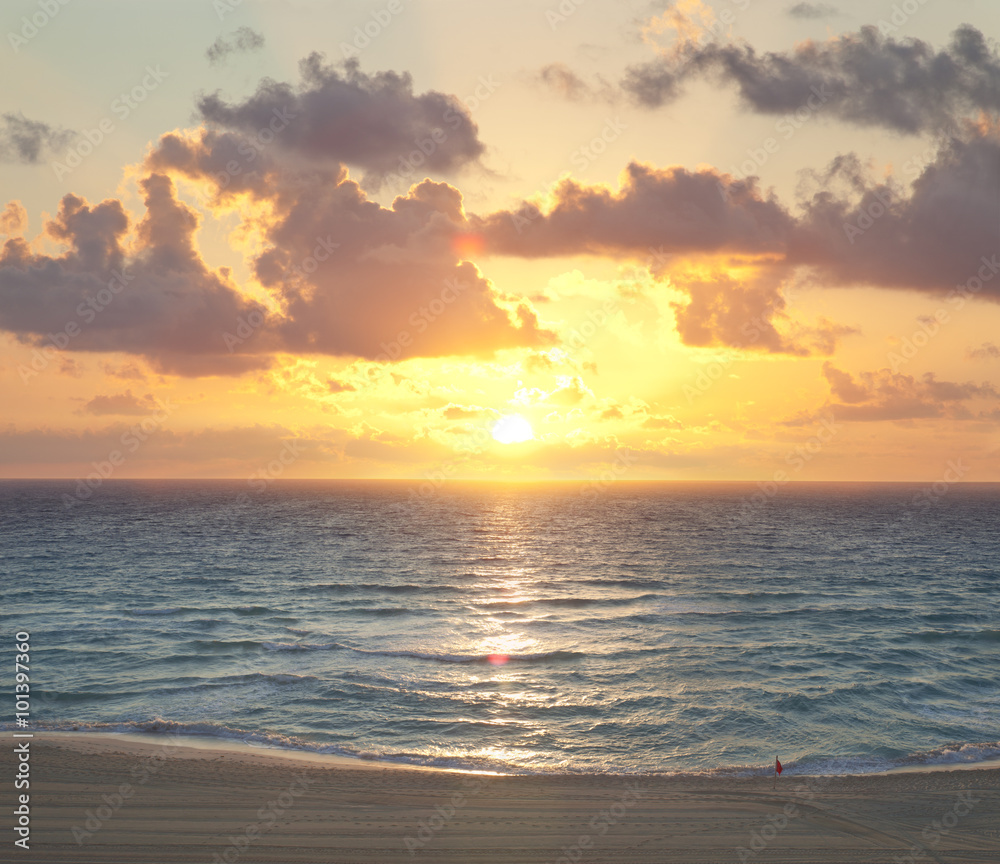 Cancun beach at sunrise