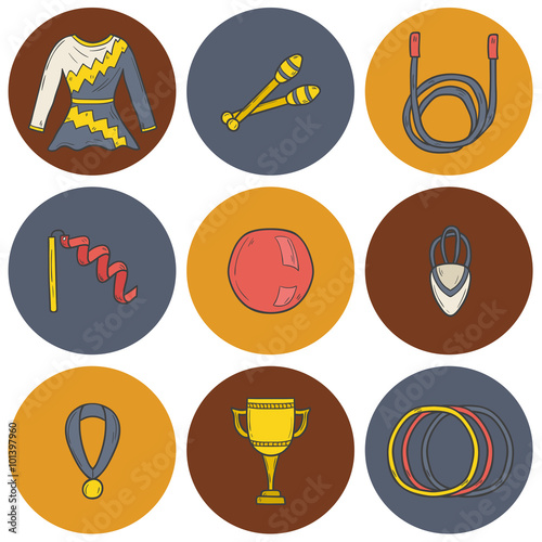Hand drawn gymnastics icons