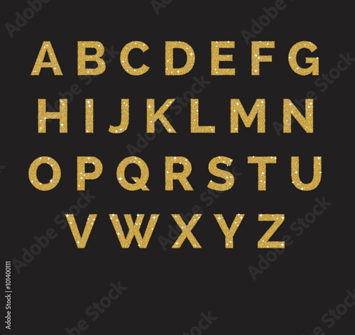 Stylized  sparkling golden glitter fancy latin abc alphabet. Use letters to make your own text.