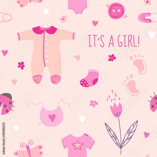 Baby Girl Seamless Background - for design and scrapbook
