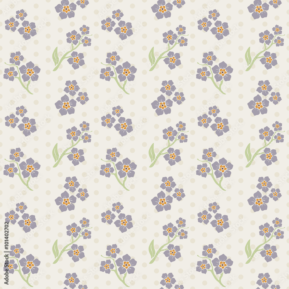 Vector seamless tiling pattern - romantic flowers
