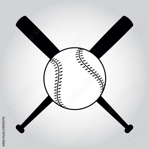 Crossed baseball bats and ball.