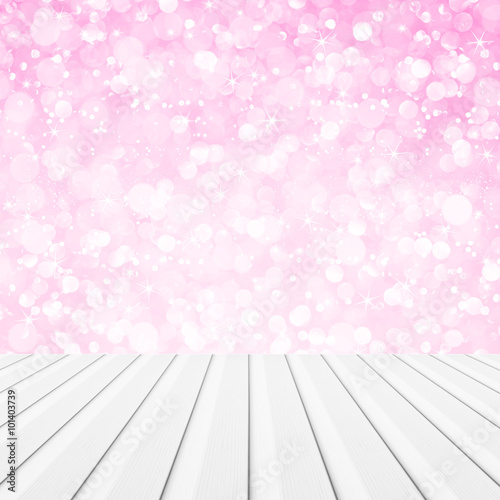Wooden on pink glitter boke...