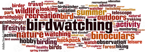 Birdwatching word cloud concept. Vector illustration