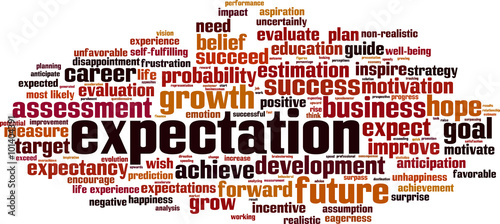 Expectations word cloud concept. Vector illustration