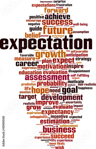 Expectations word cloud concept. Vector illustration