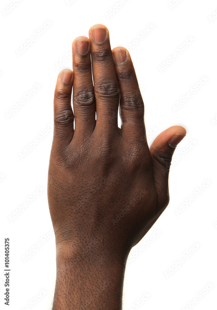 Fotografie Male hand isolated on white