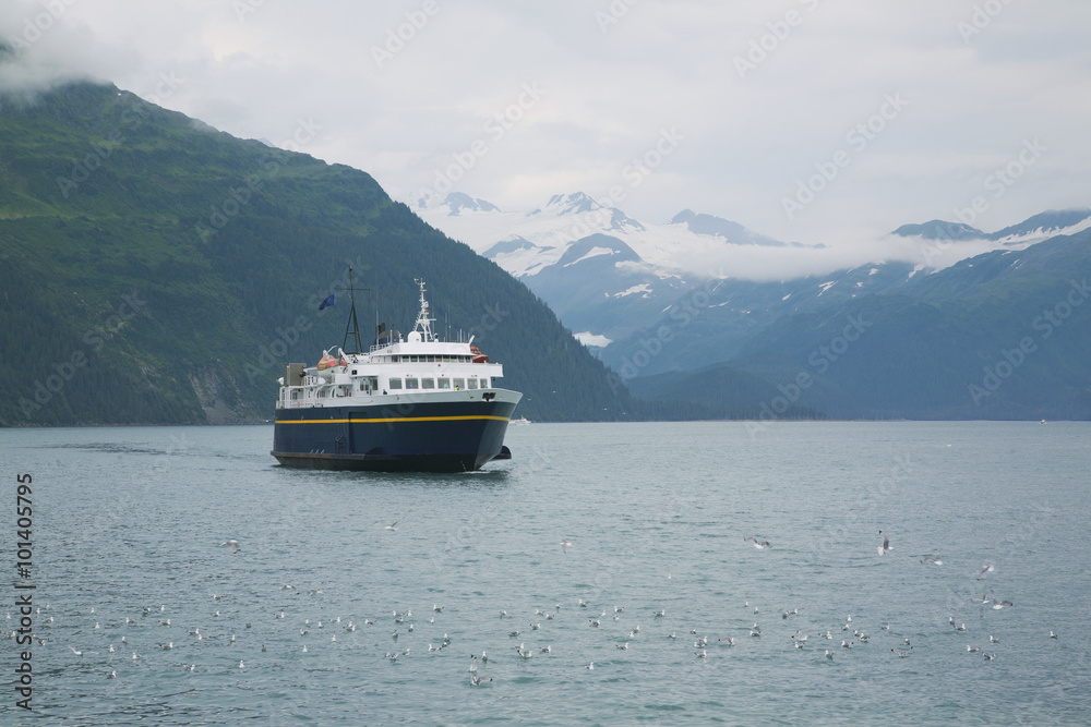 Ferry on Prince William Sound in Alaska Ferry on Prince William Sound in Alaska