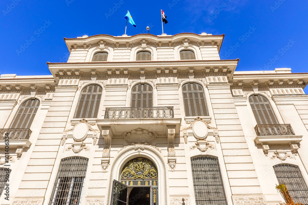 Facade of the Natinal museum in Alexandria, Egypt.