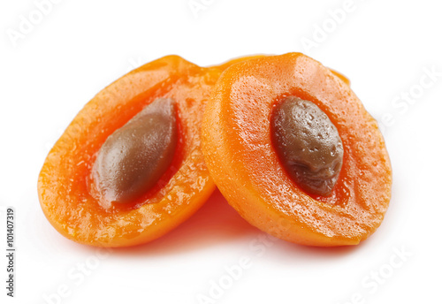 Fruit apricot jelly candies isolated on white