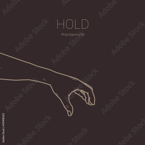 Hold hand gesture. Isolated vector line illustration. Hand holding something with space in blank for insert text or design.