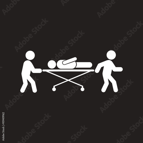 stylish black and white icon patient on a gurney