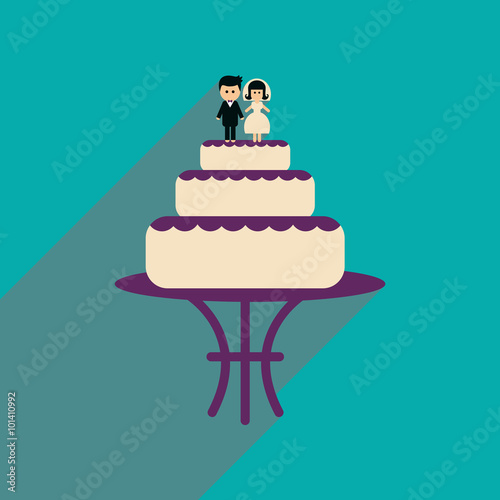 Flat web icon with long shadow wedding cake