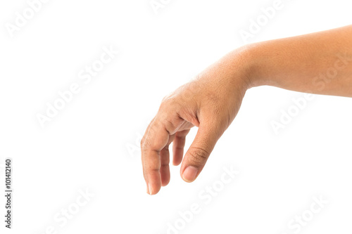 Close up hand of woman isolated on white