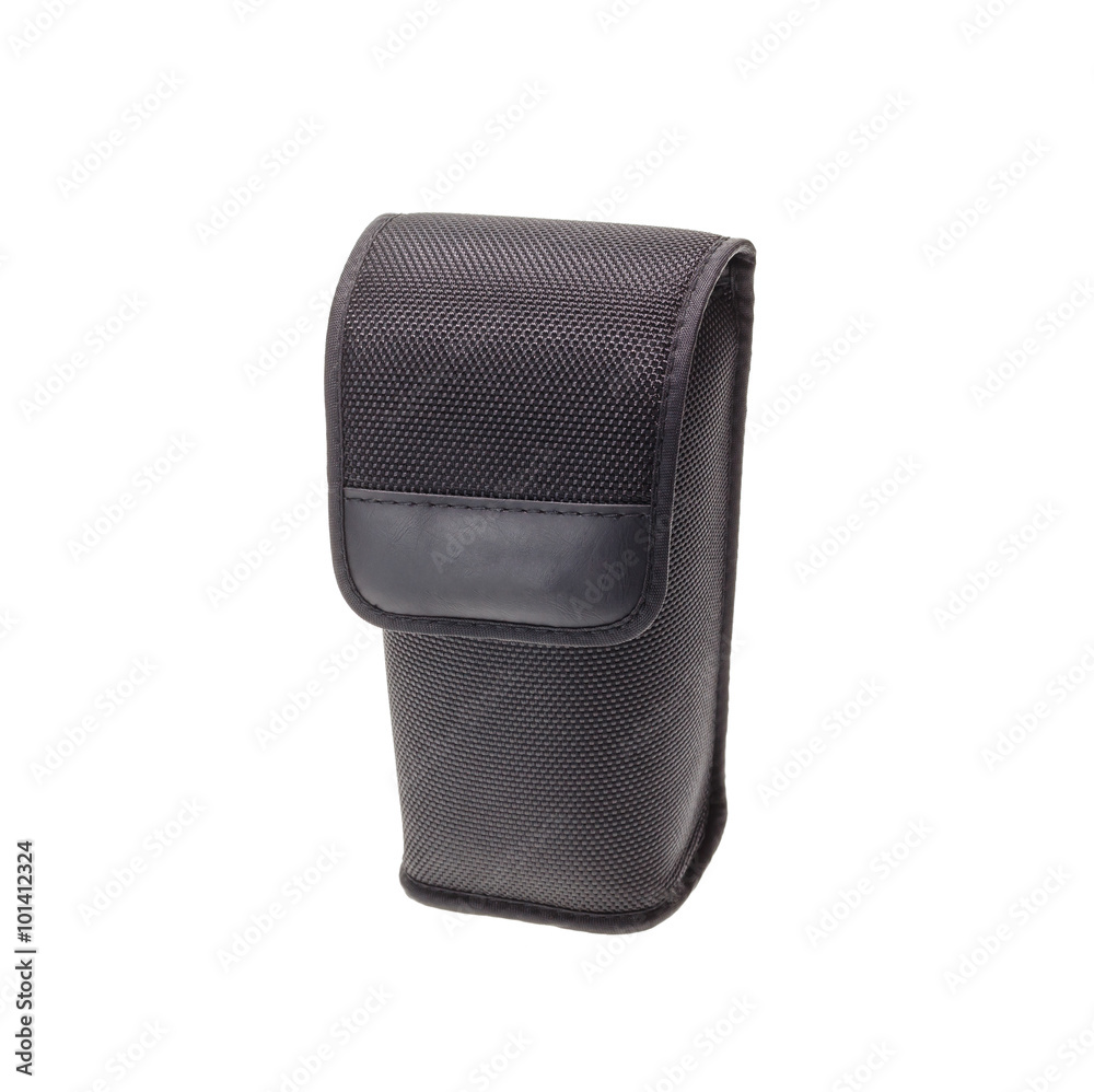 New black speedlight flash case isolated on white New black speedlight flash case isolated on white