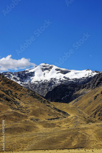 snowy Andes mountain in Peru
